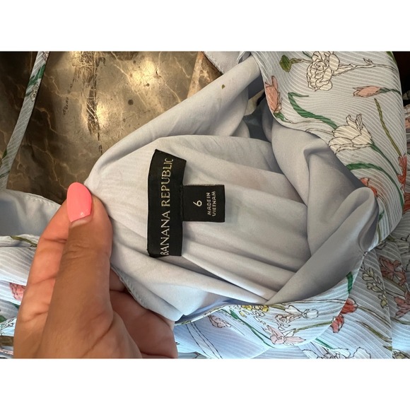 Banana Republic Floral Print Hi-Lo Midi Dress Sleeveless Casual Size 6 - Picture 5 of 5